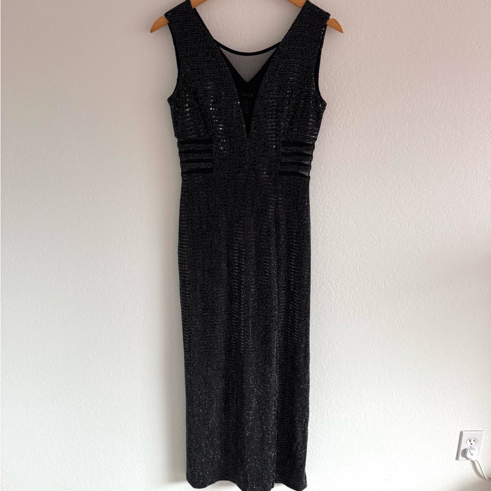 Size 4 / Medium Alex B Long Black Sparkly Sequin Dress